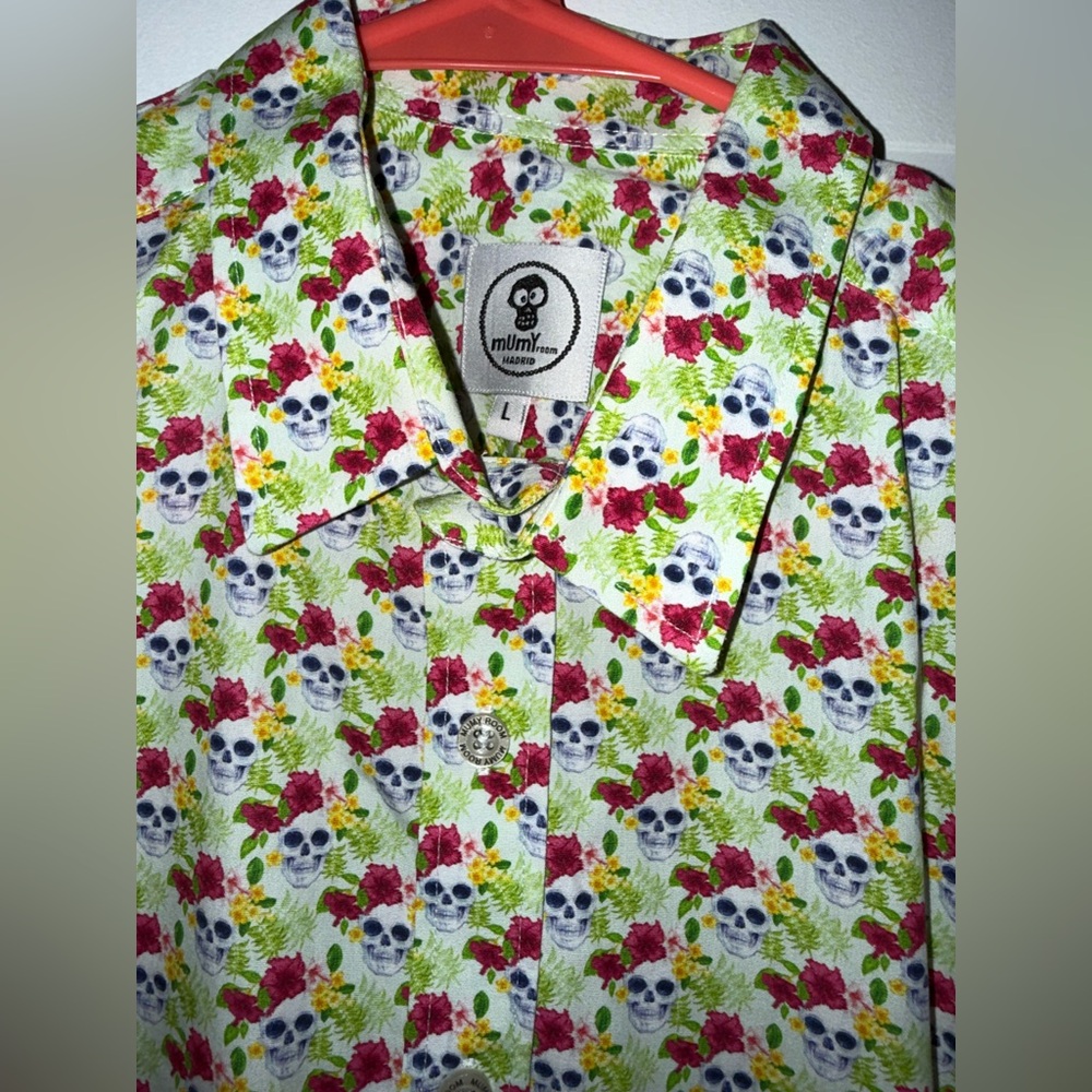 Skull Print Men's Shirt - Multicolor